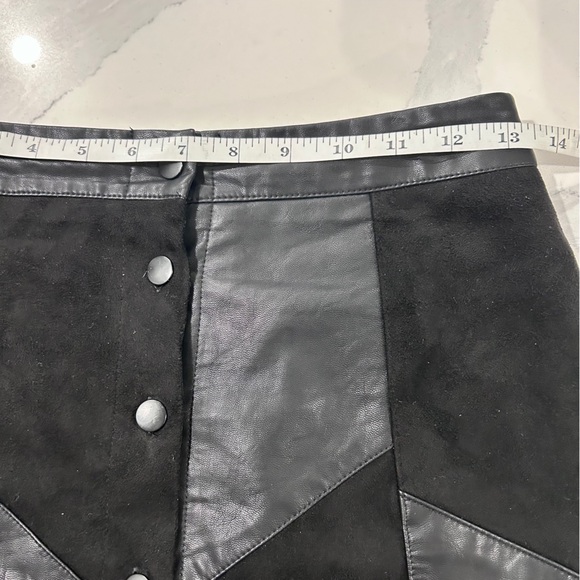 Faux Suede and Leather Patchwork Mini Skirt - Picture 6 of 10
